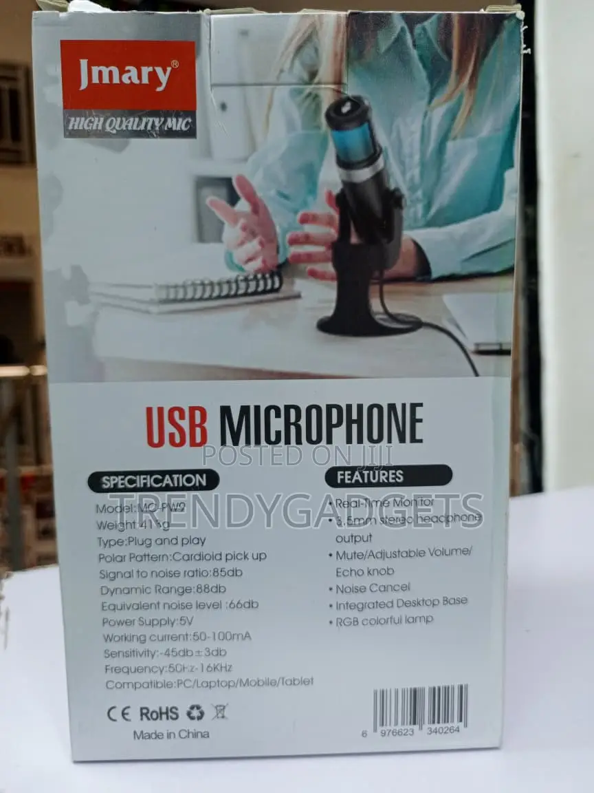 Jmary MC-PW9 RGB Condenser Microphone USB PC Recording Mic