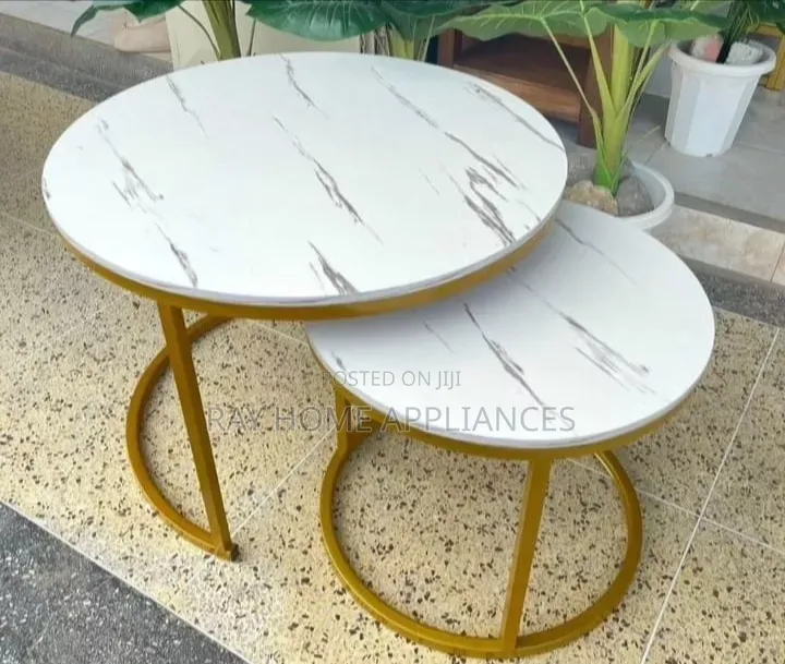MDF WHITE Nesting Coffee Table Marble Effect