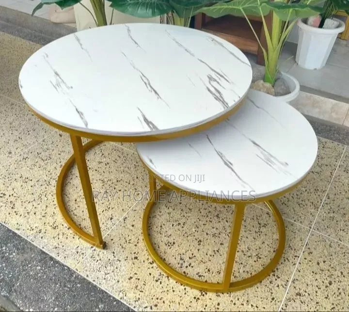MDF WHITE Nesting Coffee Table Marble Effect