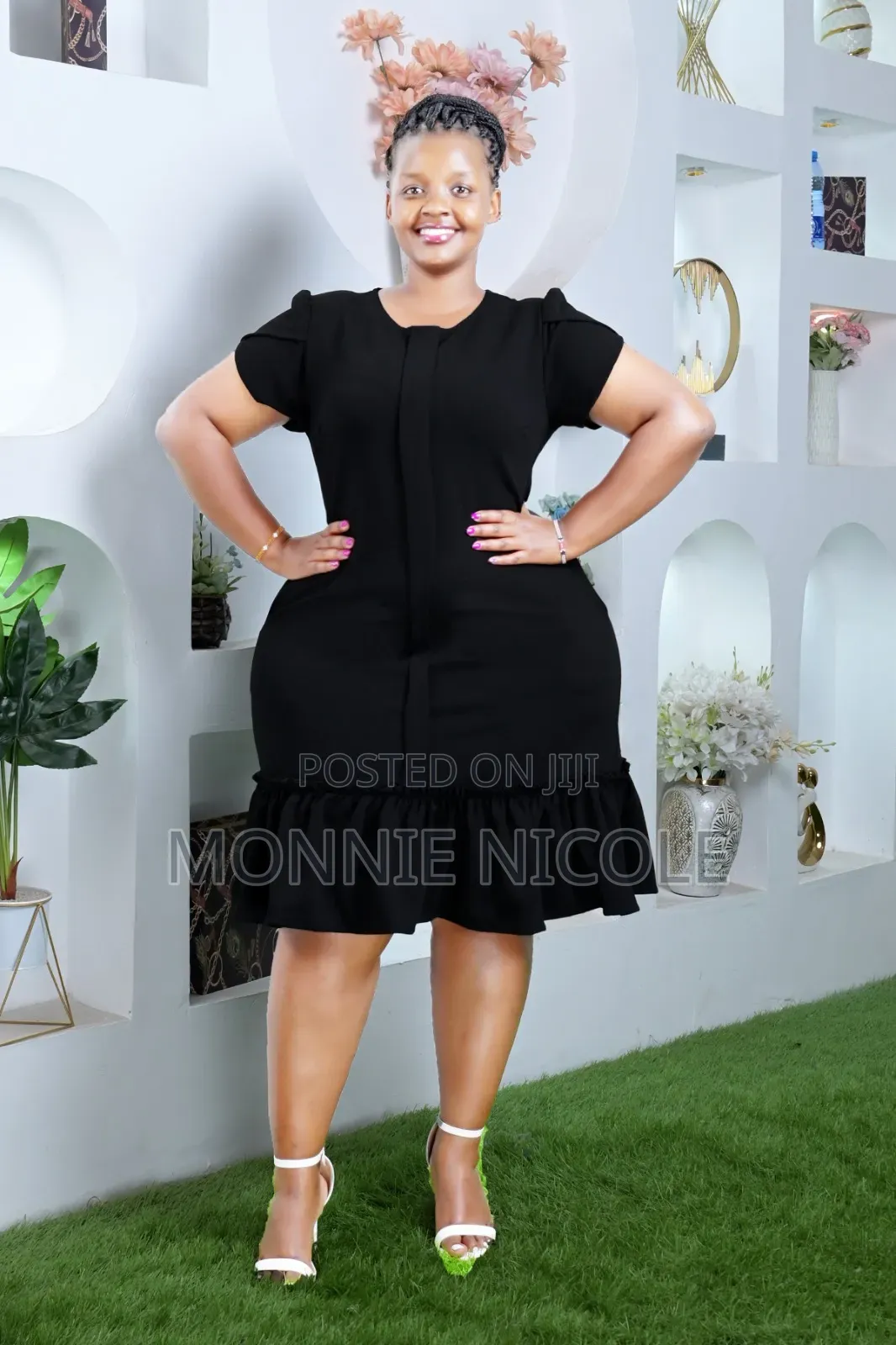Fashion Ladies Elegant Shift Black Dress