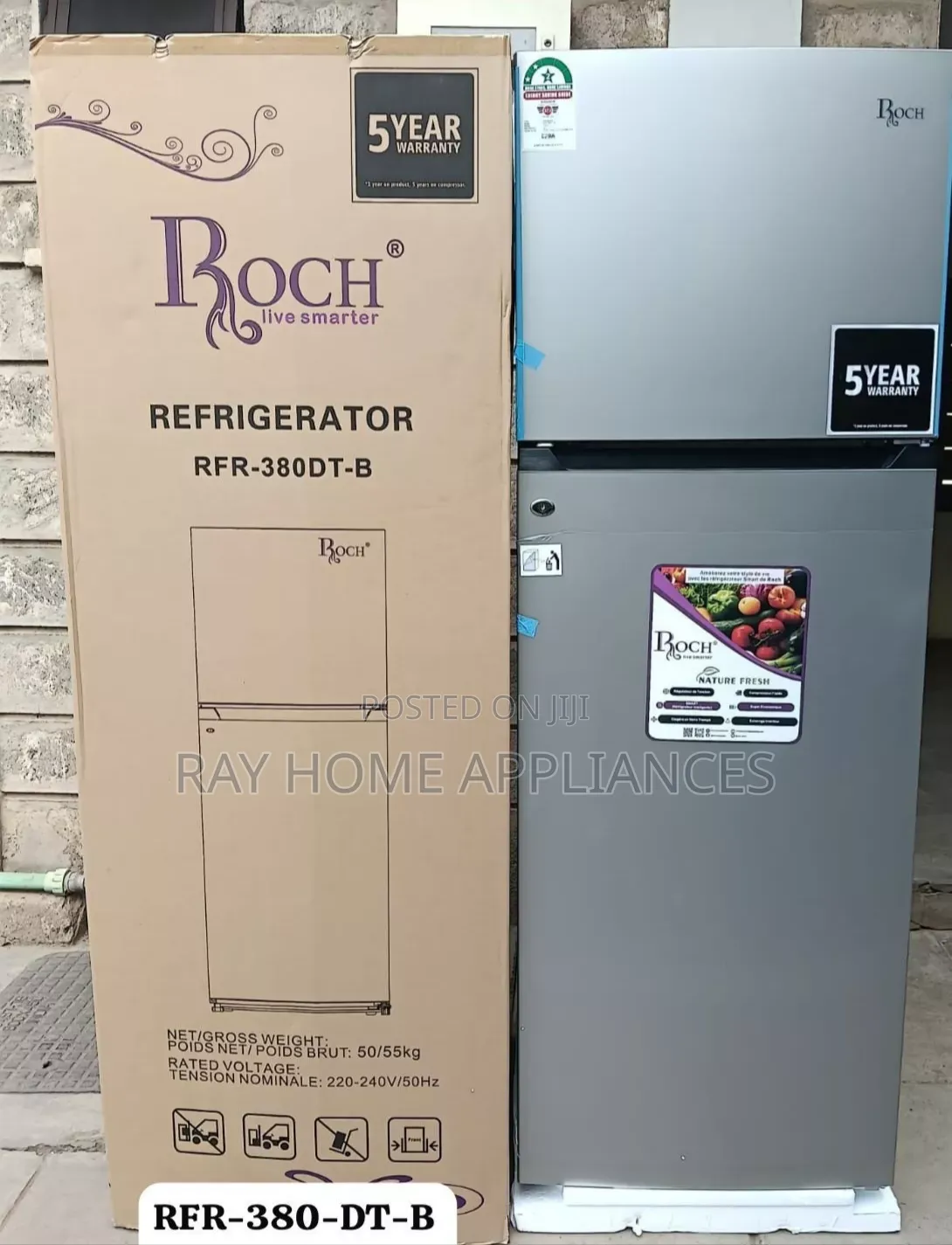 306litres Roch RFR-380-DT-B Double Door Refrigerator