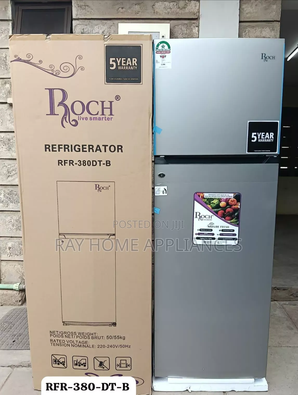 306litres Roch RFR-380-DT-B Double Door Refrigerator