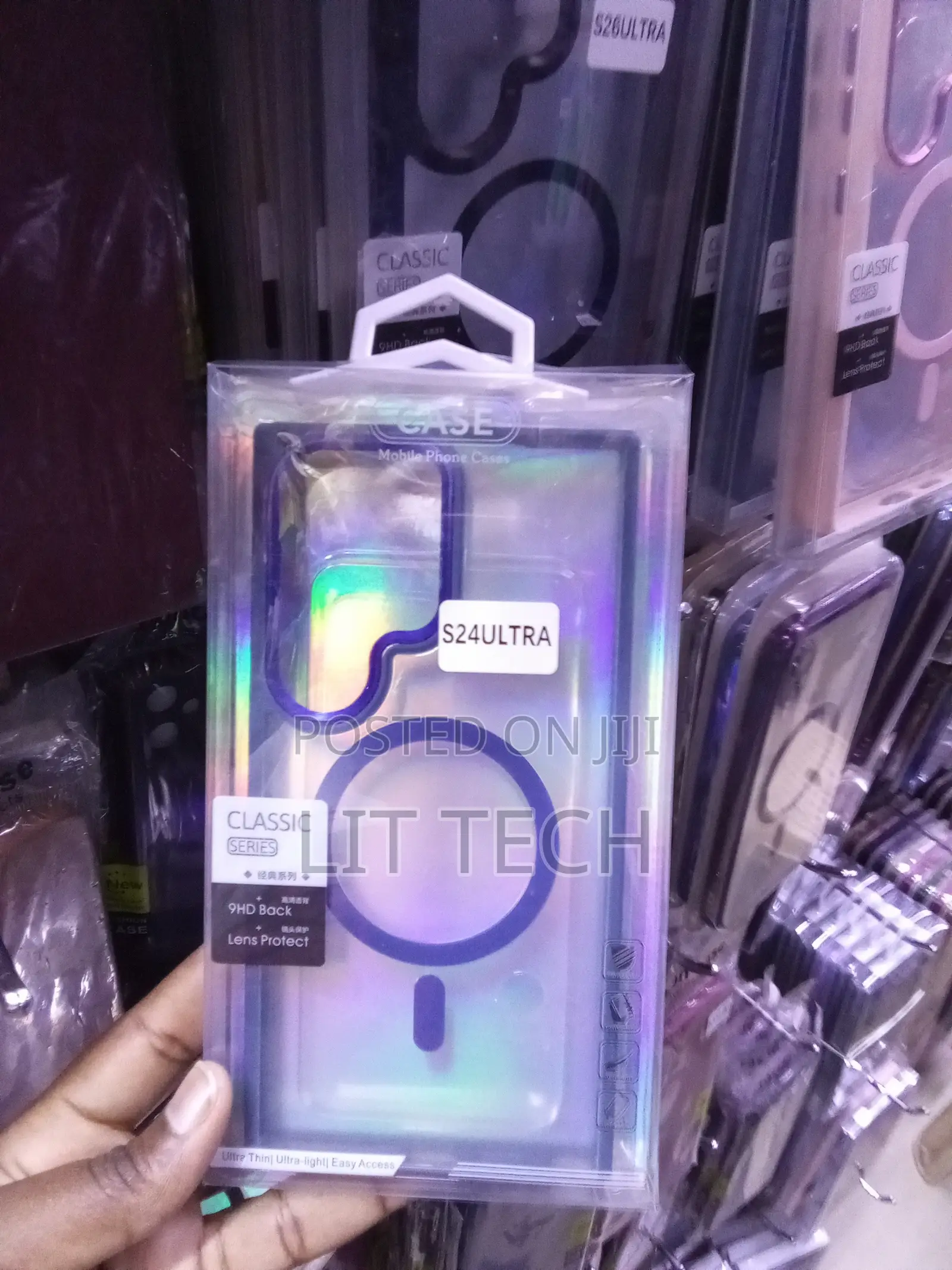 Samsung Galaxy S24 Ultra Magnetic Transparent Case With Purple Edges