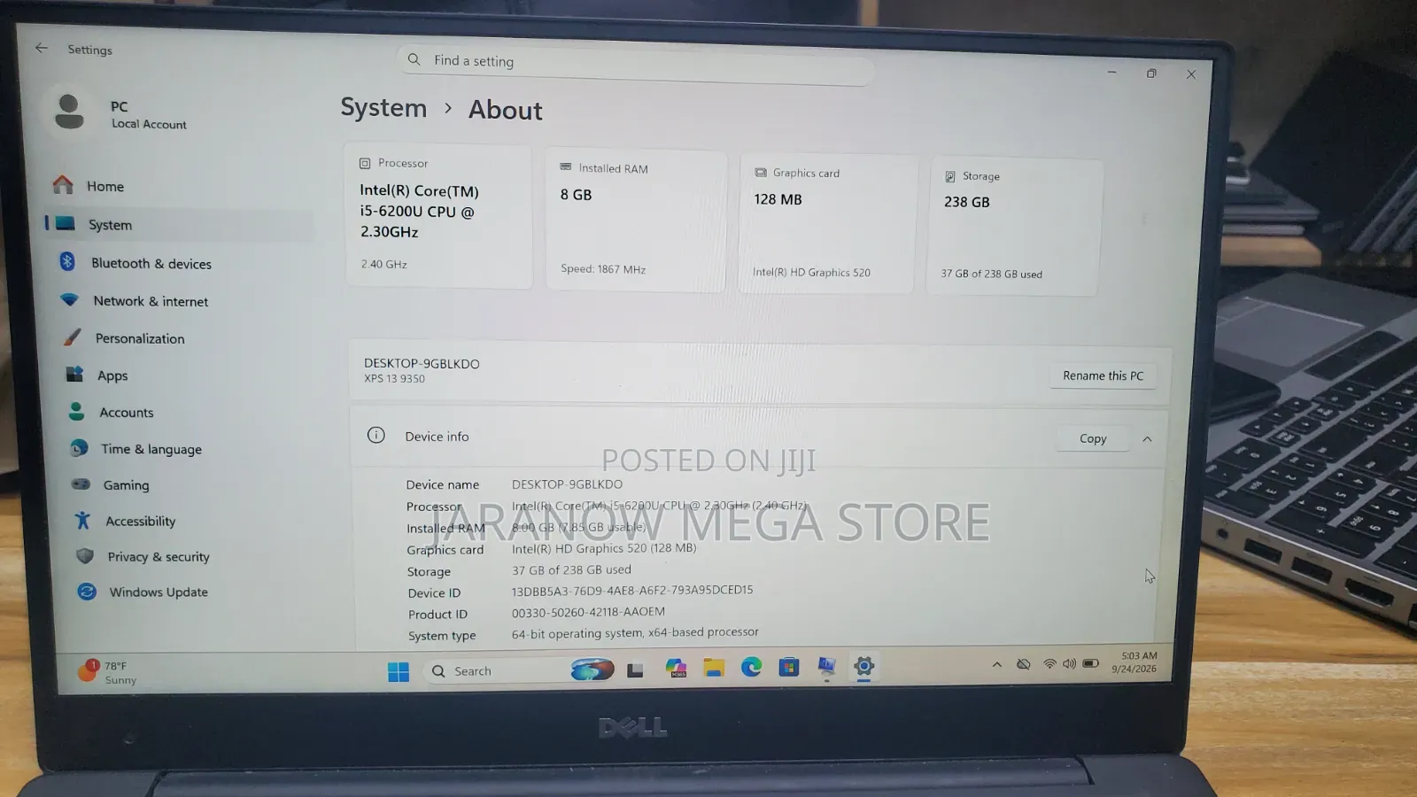 Laptop Dell XPS 13 9350 8GB Intel Core i5 SSD 256GB