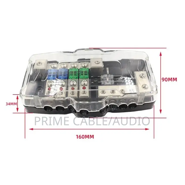 Car Audio Power Distribution Fuse Block – 4-Way With ANL Fuse Holder