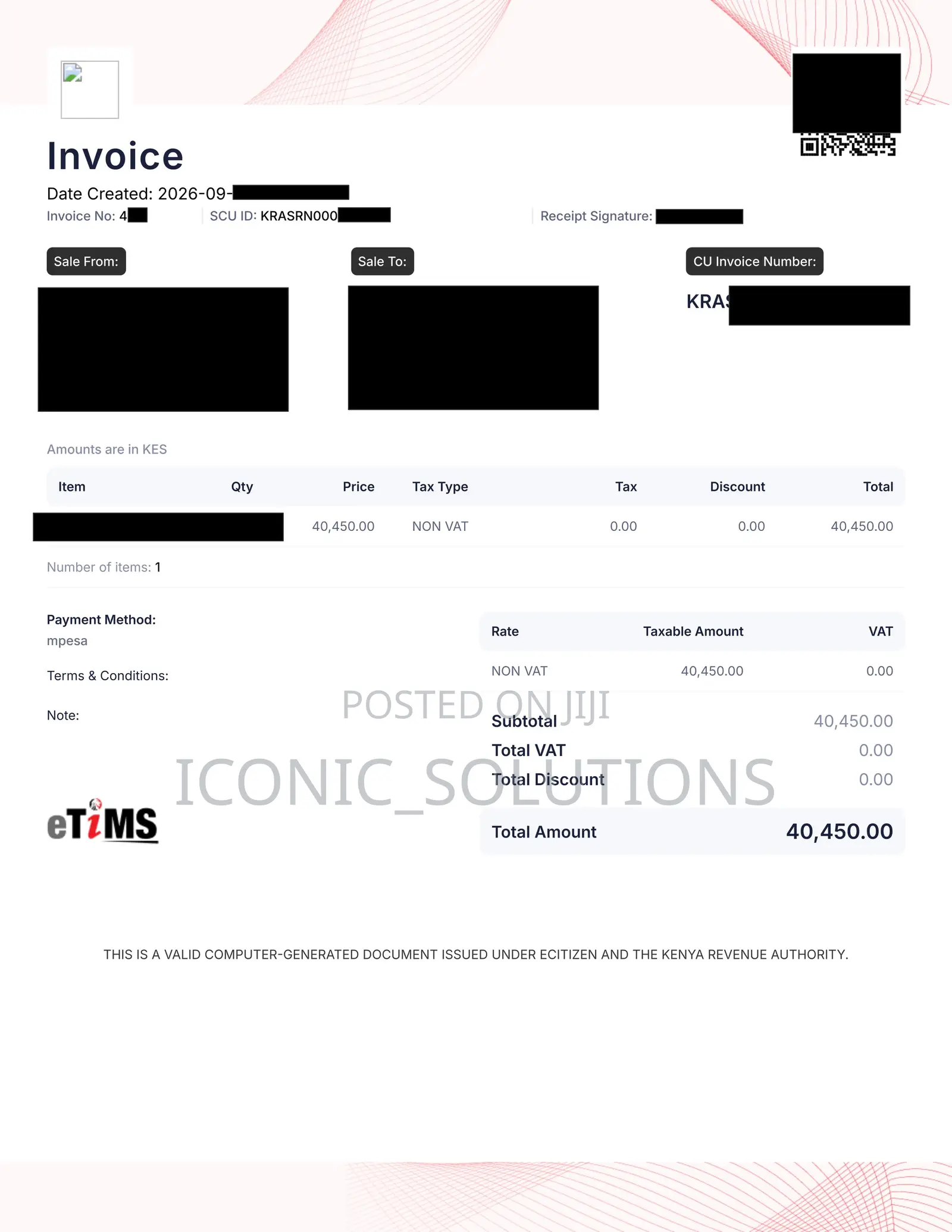 ETIMs Invoice Generation