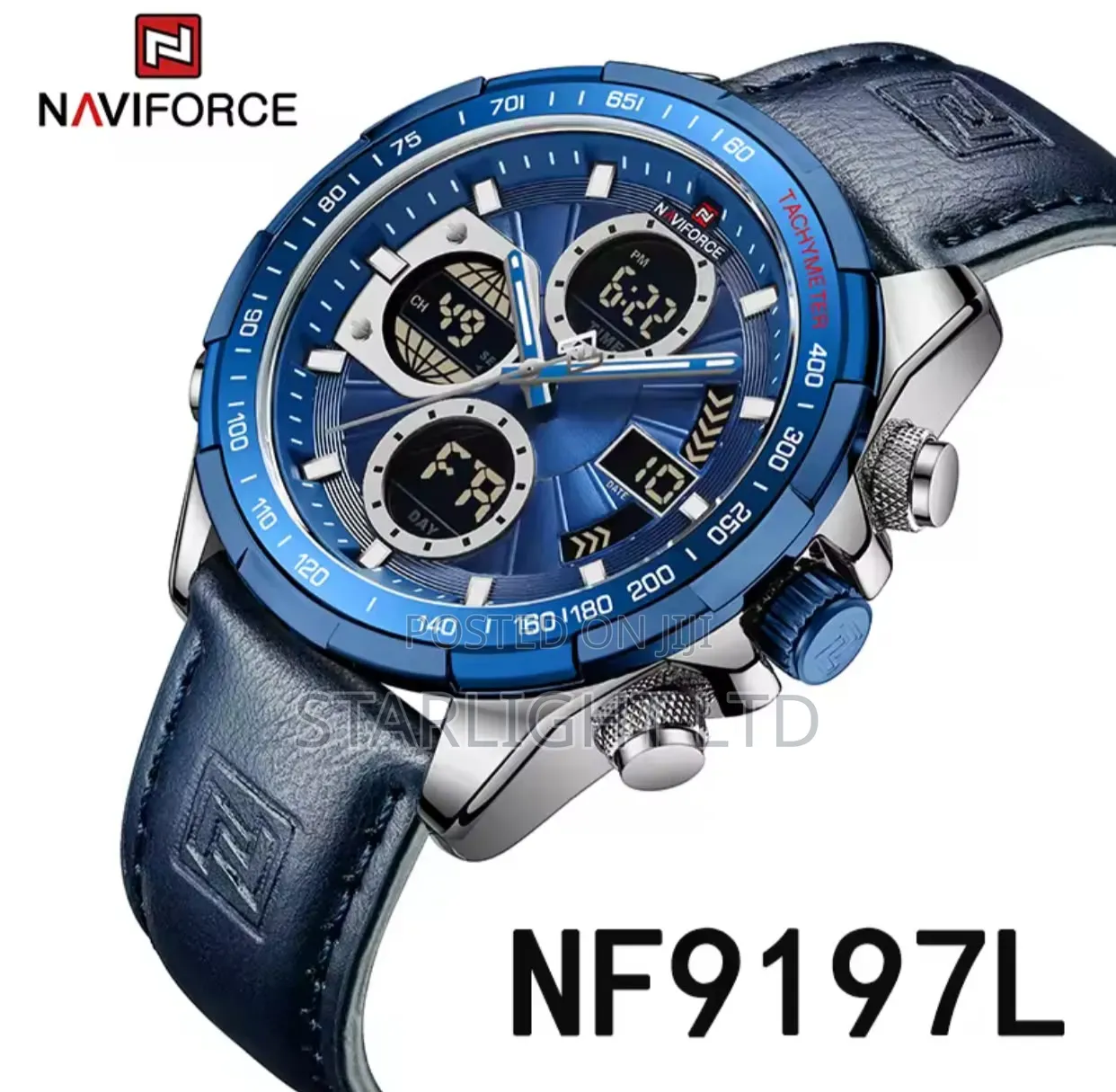 Dual Display Men's Sport Watch (Dark Leather)