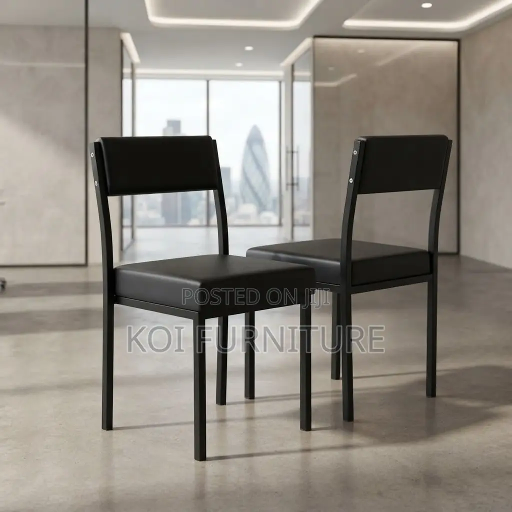 Office Chairs; Catalina Armless Black Leather Staff Chair