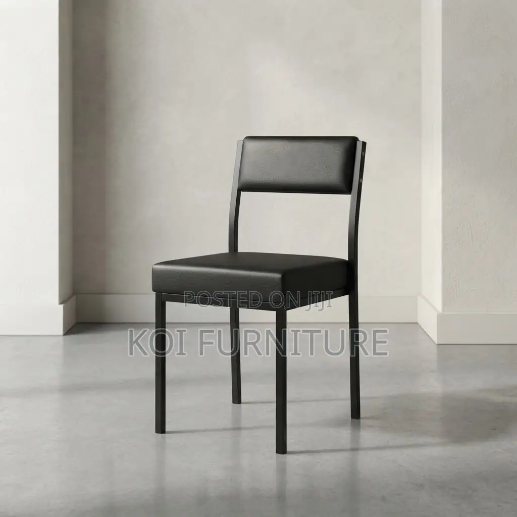 Office Chairs; Catalina Armless Black Leather Staff Chair