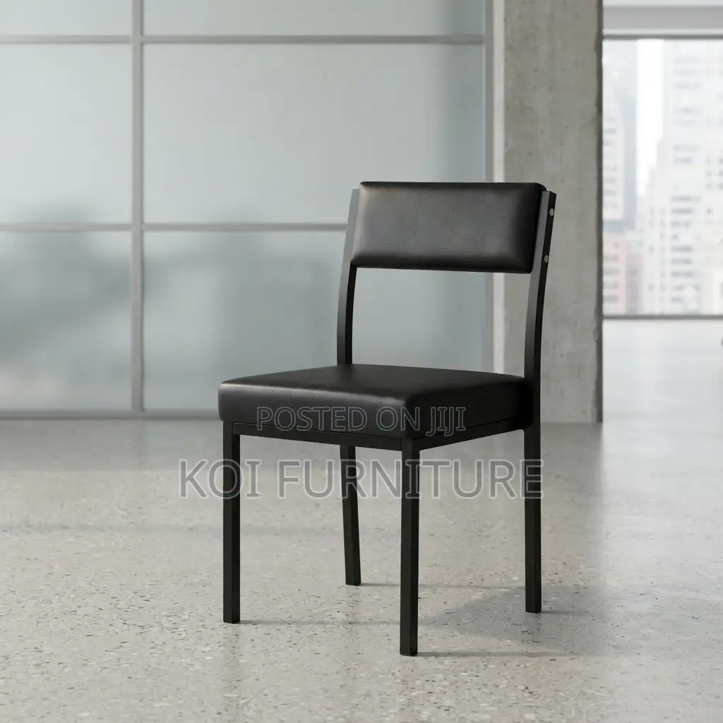 Office Chairs; Catalina Armless Black Leather Staff Chair