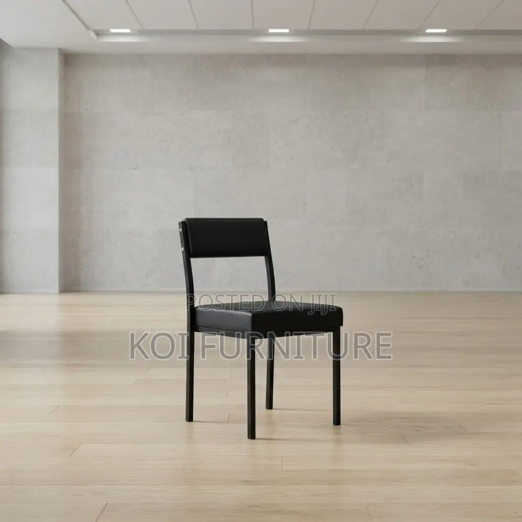 Office Chairs; Catalina Armless Black Leather Staff Chair