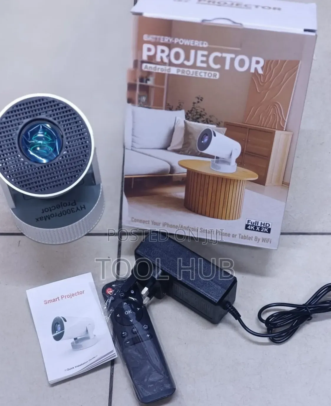 HY300 Pro Max Battery-Powered Android Projector