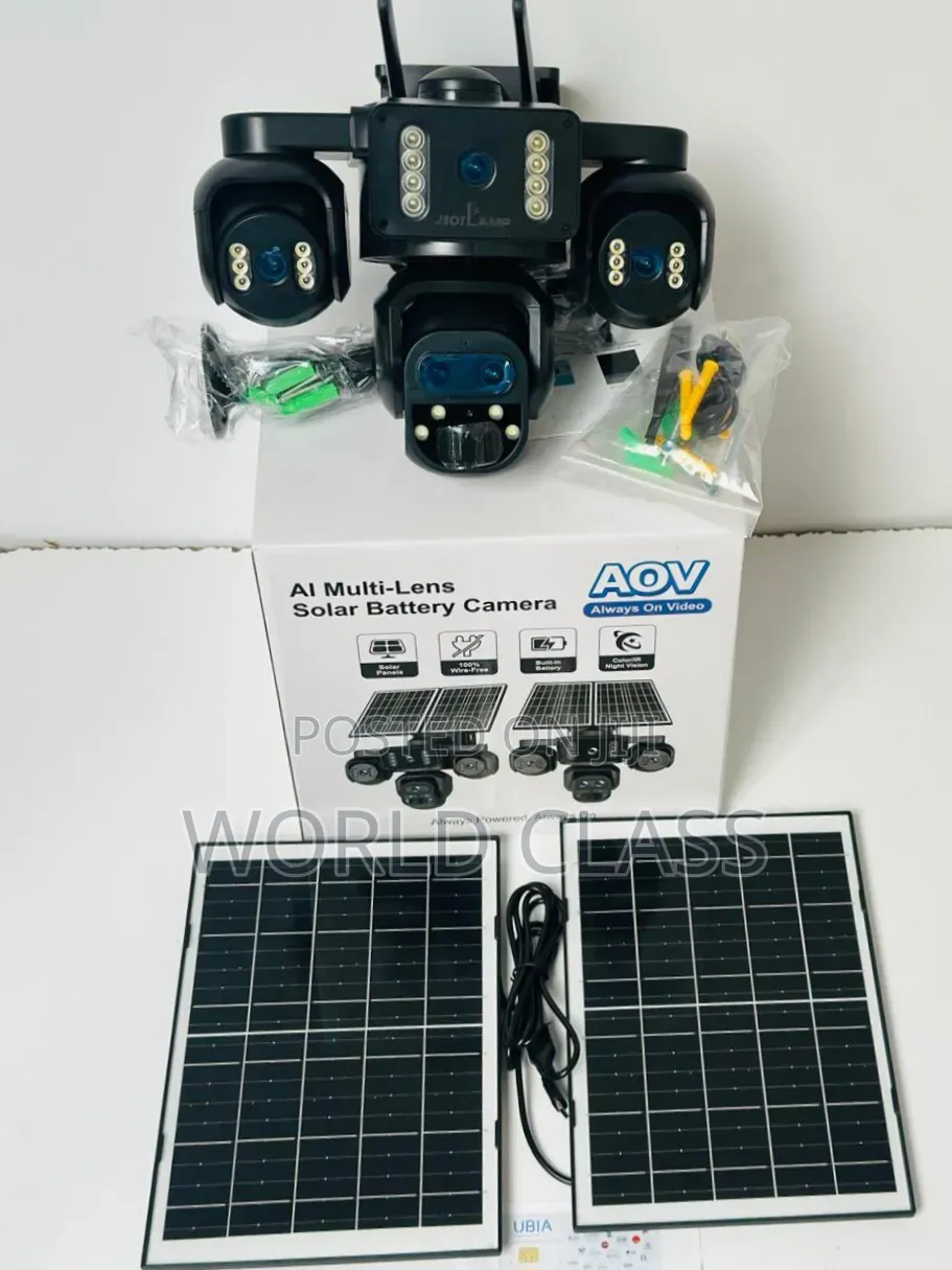 *4G AI Four Lens AOV + PIR Solar Camera* Two Solar Panels. *