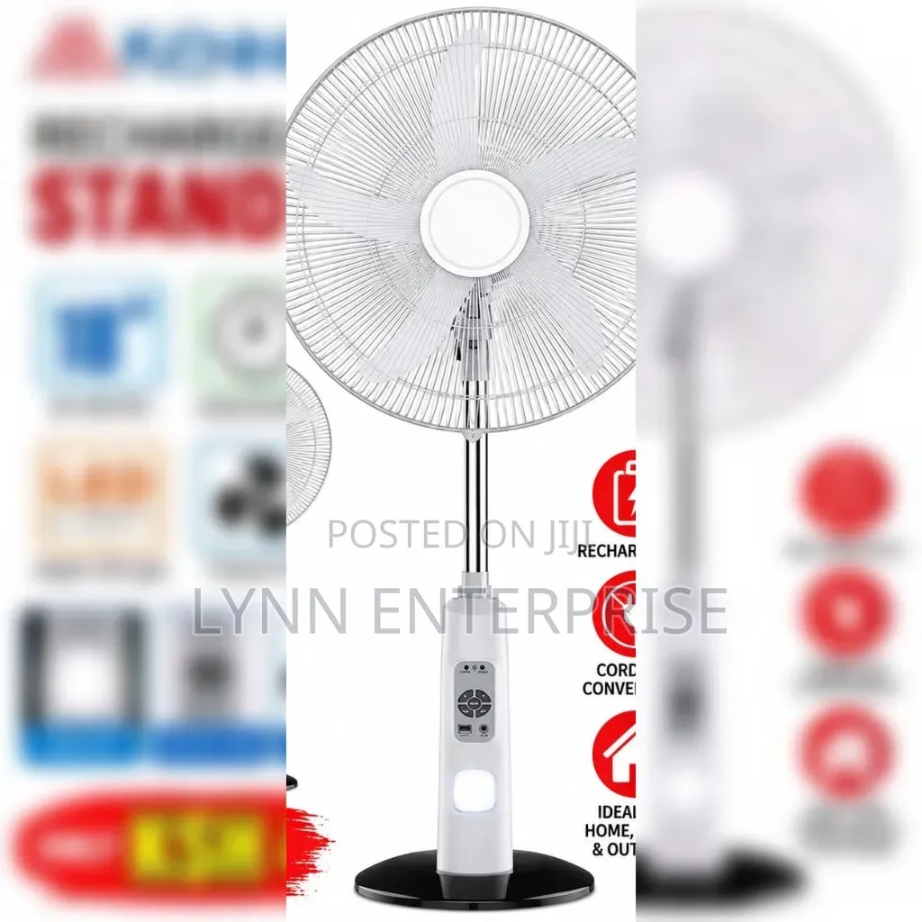 Kennede Rechargeable Standing Fan 18 Inches Led