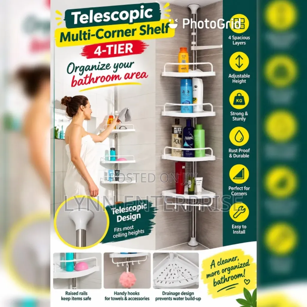Telescopic Multi-Corner Shelf 4 Tier