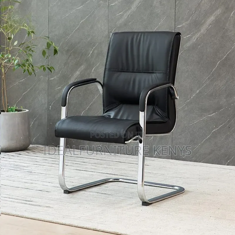 Black Leather With Chrome Office Chair