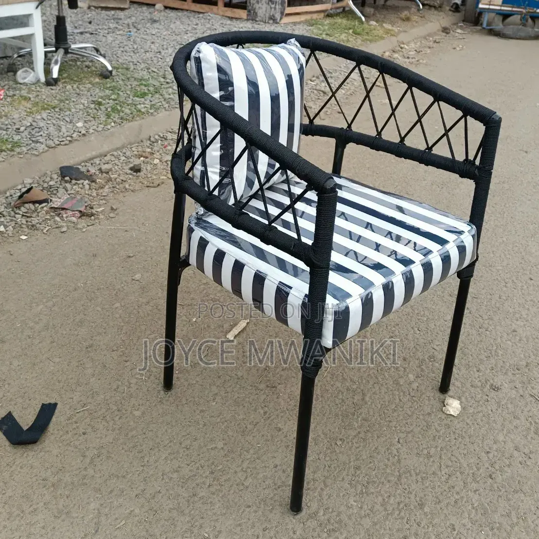 Modern Outdoor, Balcony or Restaurant Chair, Black and White 