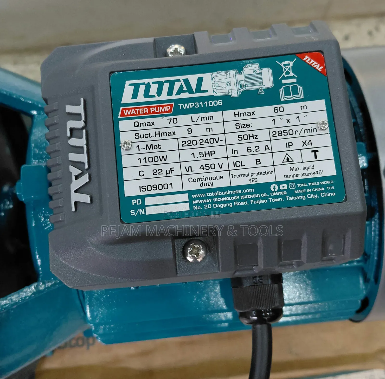 Total 1100W (1.5 HP) 70m Self-Priming Jet Water Pump/Booster Pump