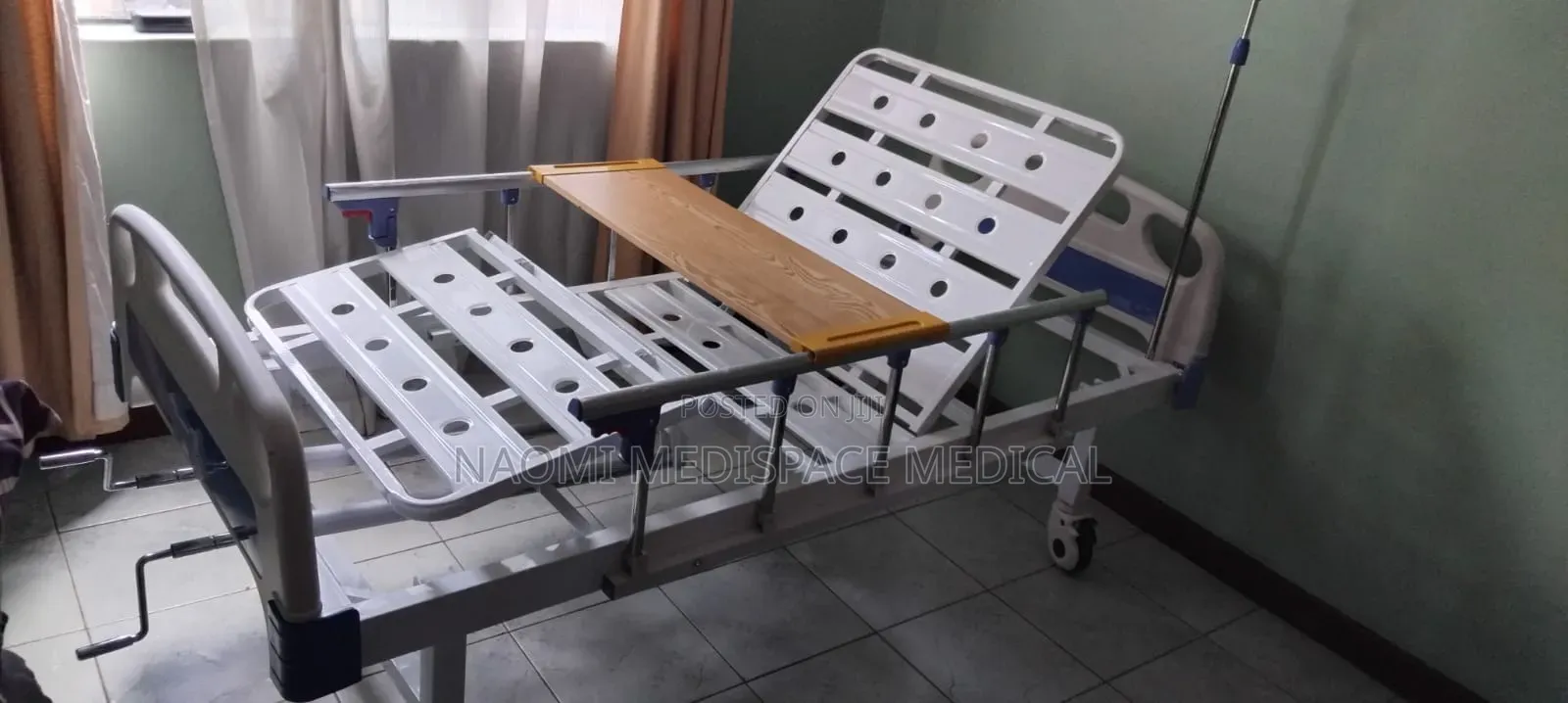 ABS Two Crank Bed, Feeding Table, Matress With Mackintosh