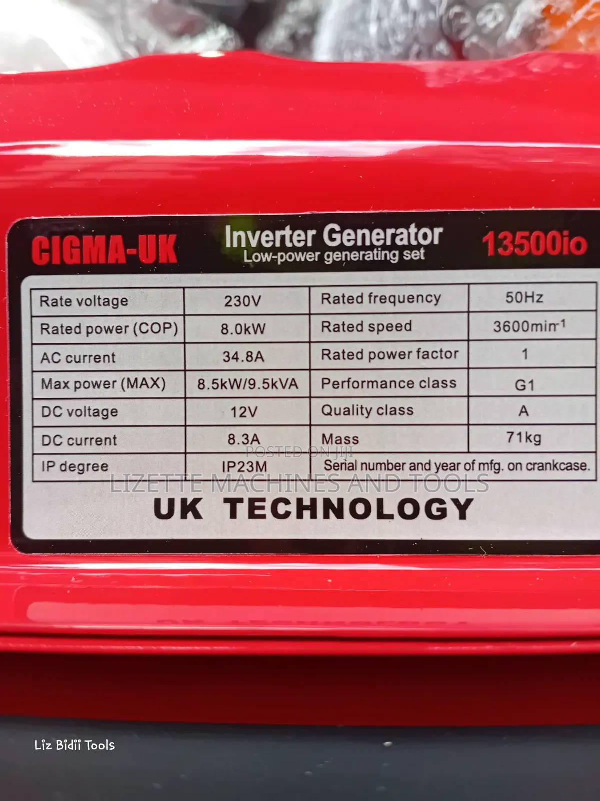 Cigma Uk (13500io) 9.5kva Portable Silent Inverter Generator