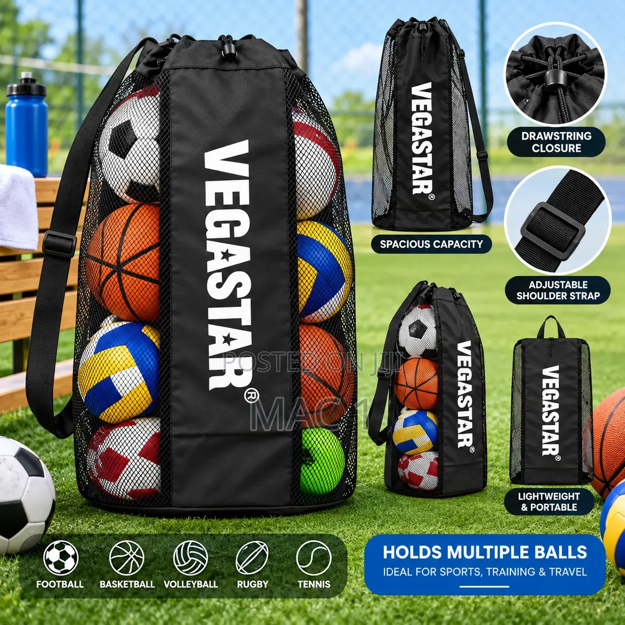 Sports Ball Storage Bag – Large Mesh Ball Carrying Bag