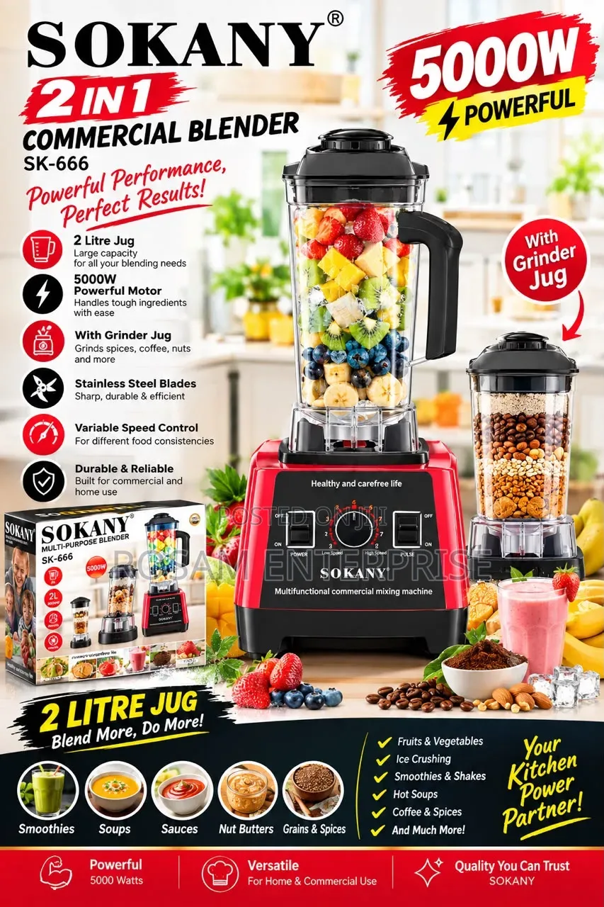 2 in 1 Sokany Commercial Blender(SK-666)