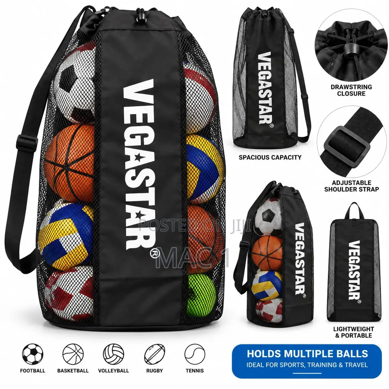 Sports Ball Storage Bag – Large Mesh Ball Carrying Bag