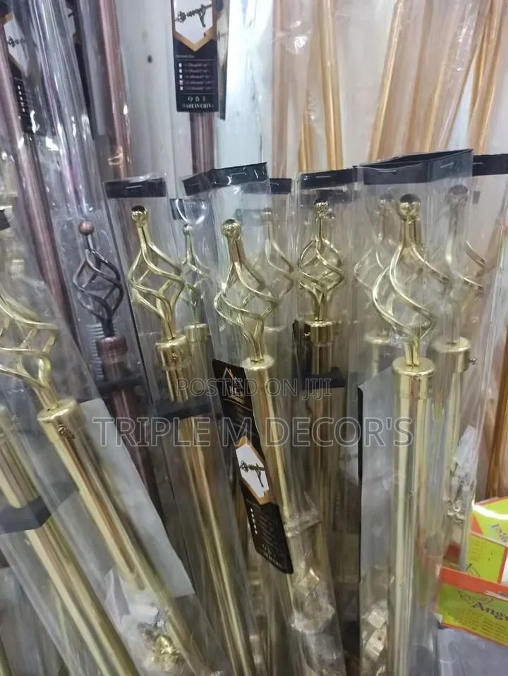 Gold 2m Double Curtain Rod Complete Set/Adjustable