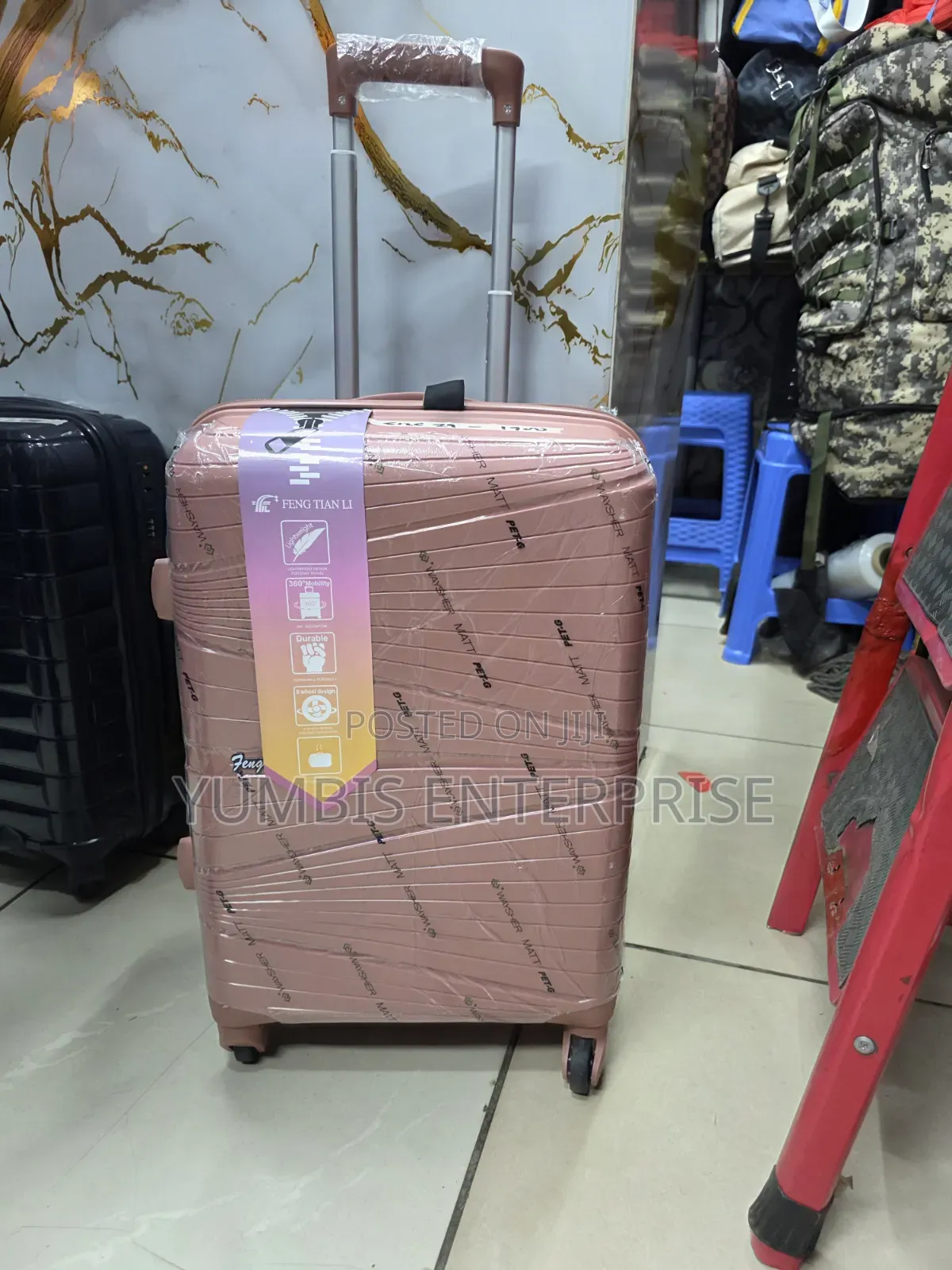 Rose Gold Small Rubber Suitcase Height 21"" at 1900