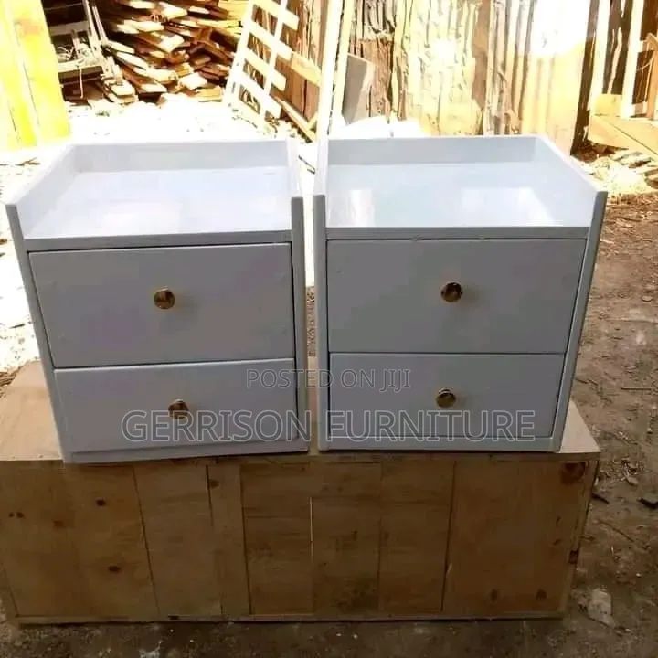 Modern White Bedside Lockers With 2 Drawers (Pair)