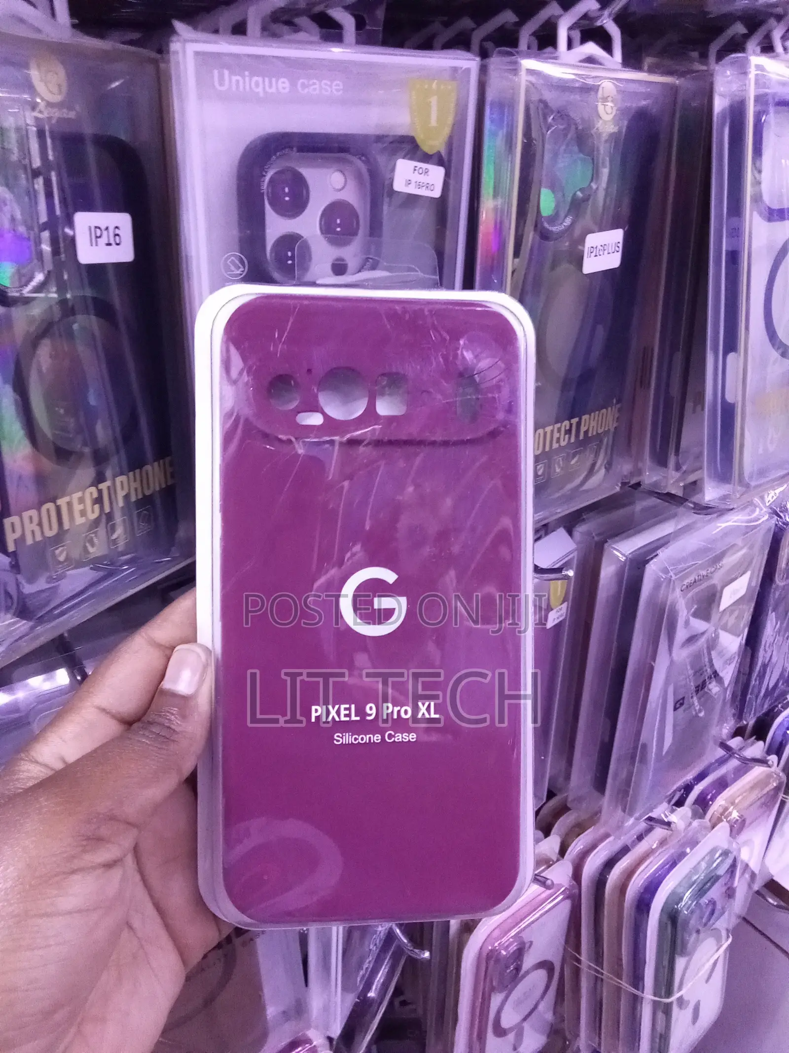 Google Pixel 9 Pro XL Liquid Silicone Case in Deep Magenta Finish.