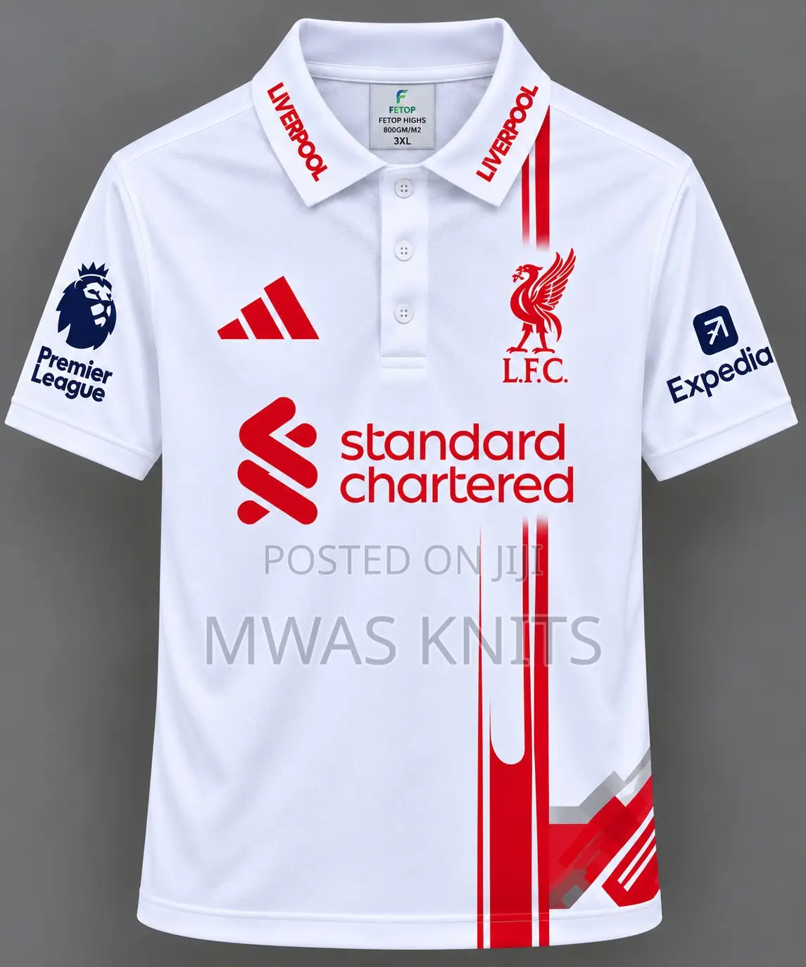 Liverpool Football Jersey White Short Sleeve Men's Sports Shirt