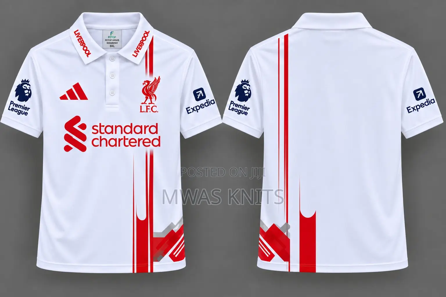 Liverpool Football Jersey White Short Sleeve Men's Sports Shirt