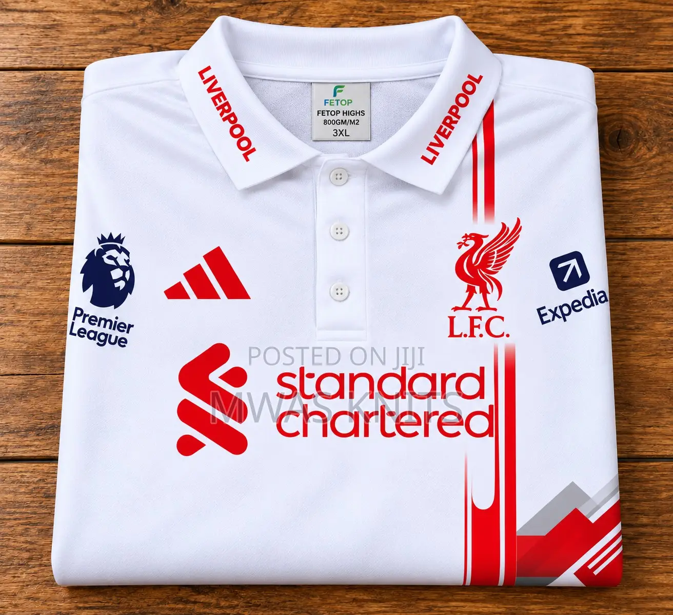 Liverpool Football Jersey White Short Sleeve Men's Sports Shirt