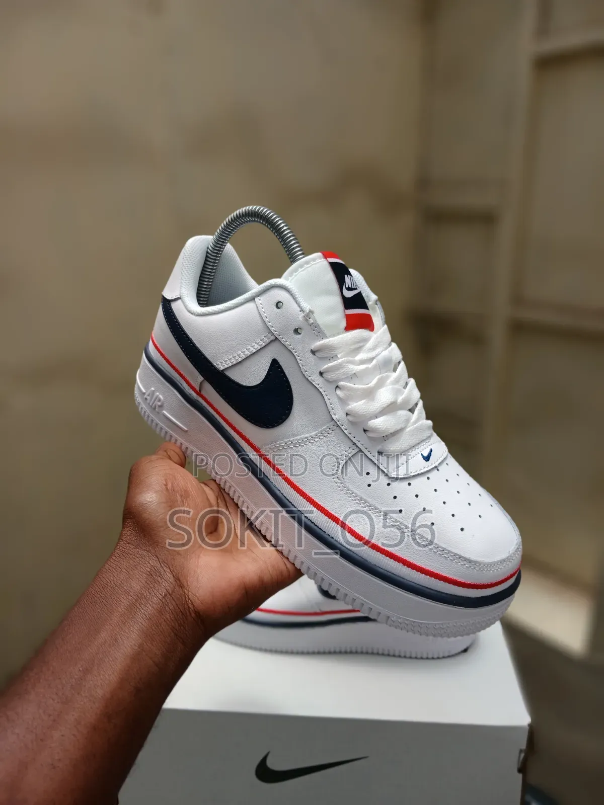 White Nike Air Force 1 LV8 1 (GS) "Ribbon White Blue" Sneakers