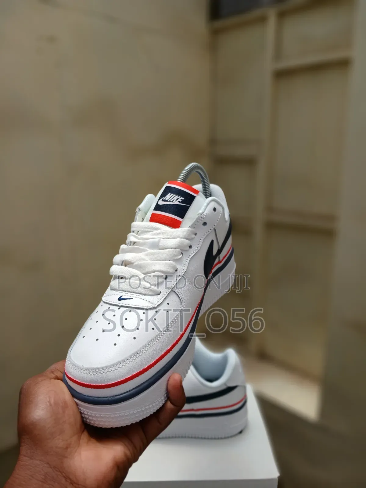 White Nike Air Force 1 LV8 1 (GS) "Ribbon White Blue" Sneakers