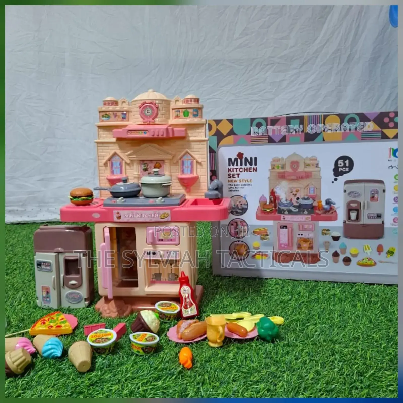 51pcs Mini Kitchen Set Size 12cm×30cm ×38cm Battery Operated