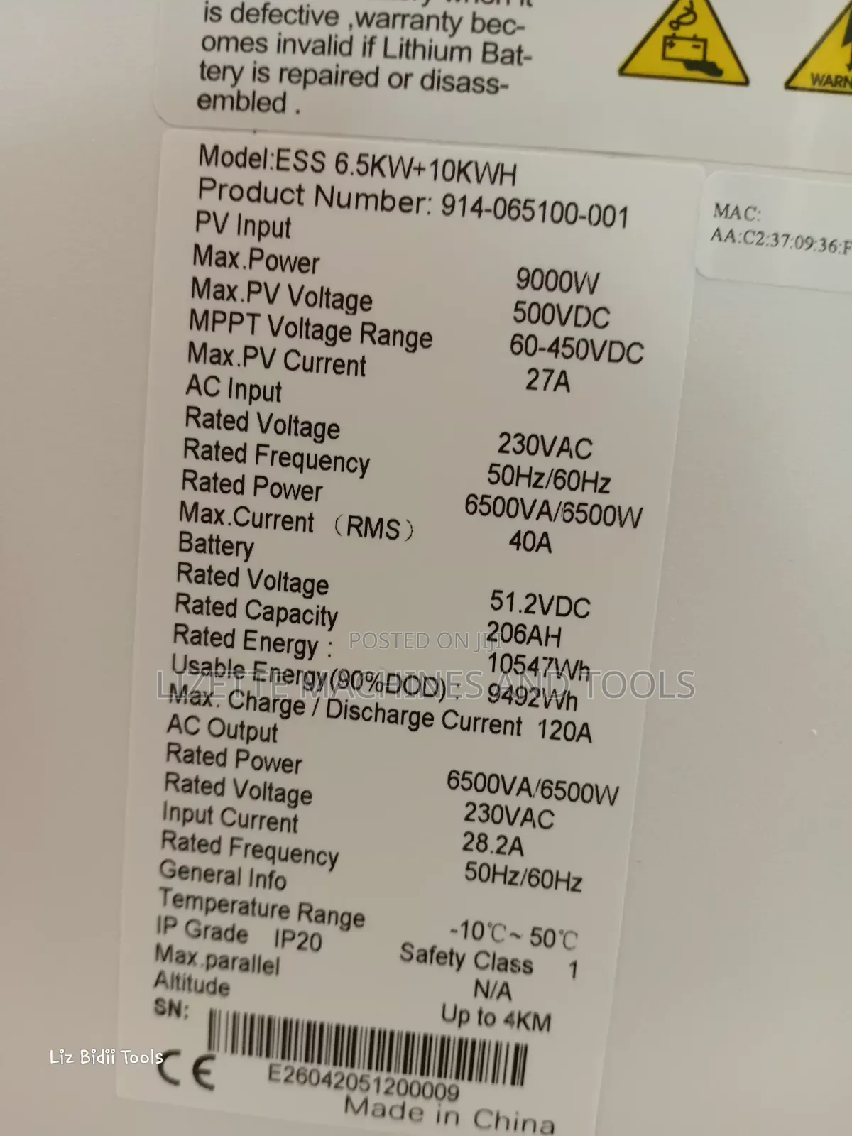 Redsun All-in-One 6.5kW / 10kWh Hybrid Solar Energy Storage System.