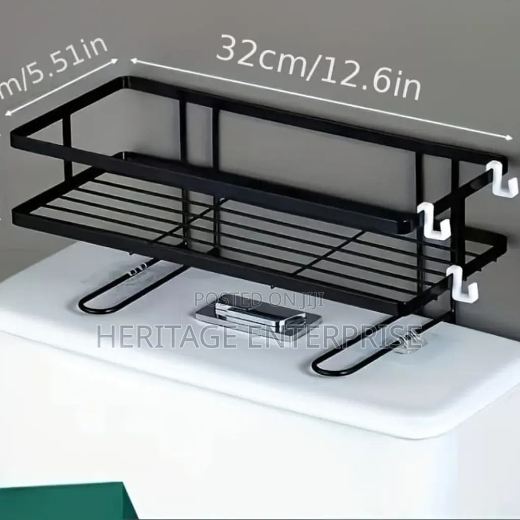 Metallic Toilet Top Organizer Rack Black or White