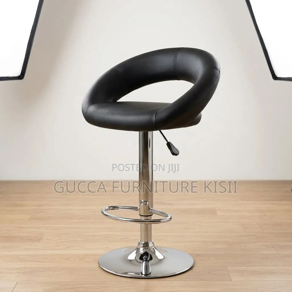 Adjustable Height Leather Swivel Bar Stool