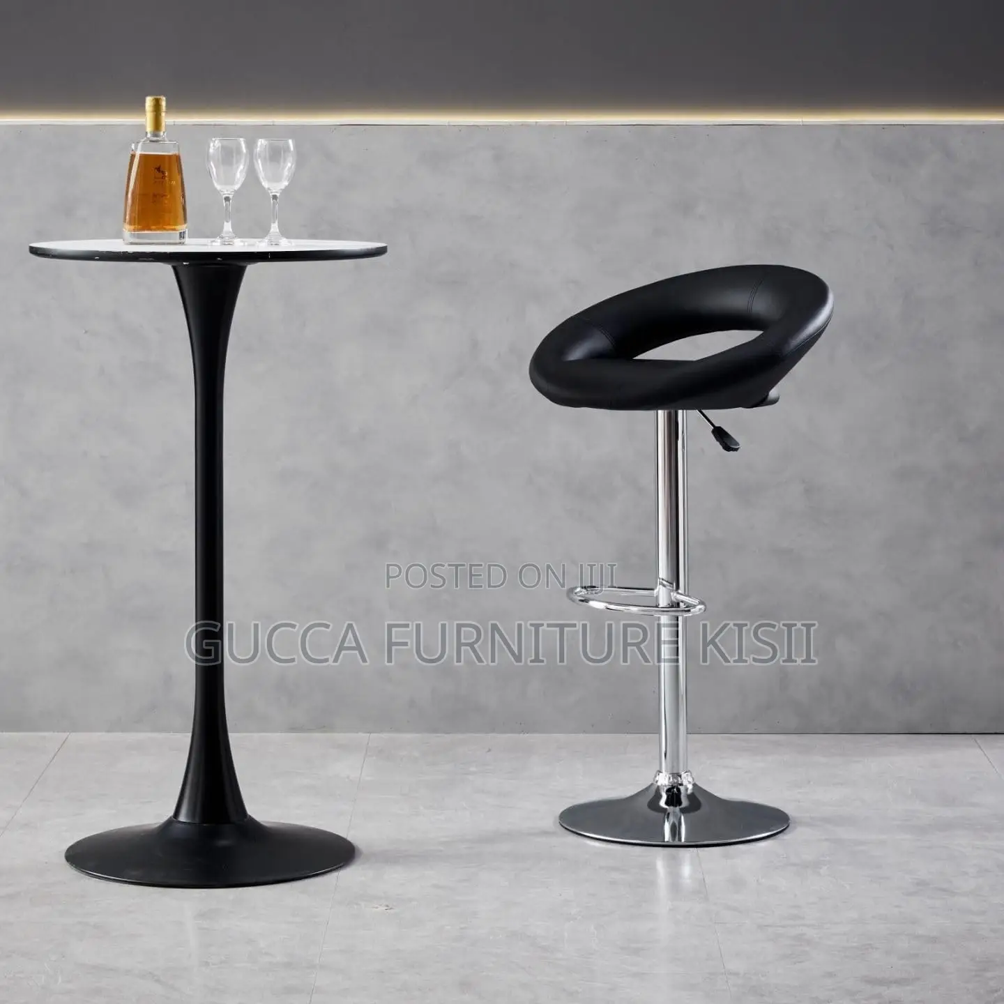 Adjustable Height Leather Swivel Bar Stool