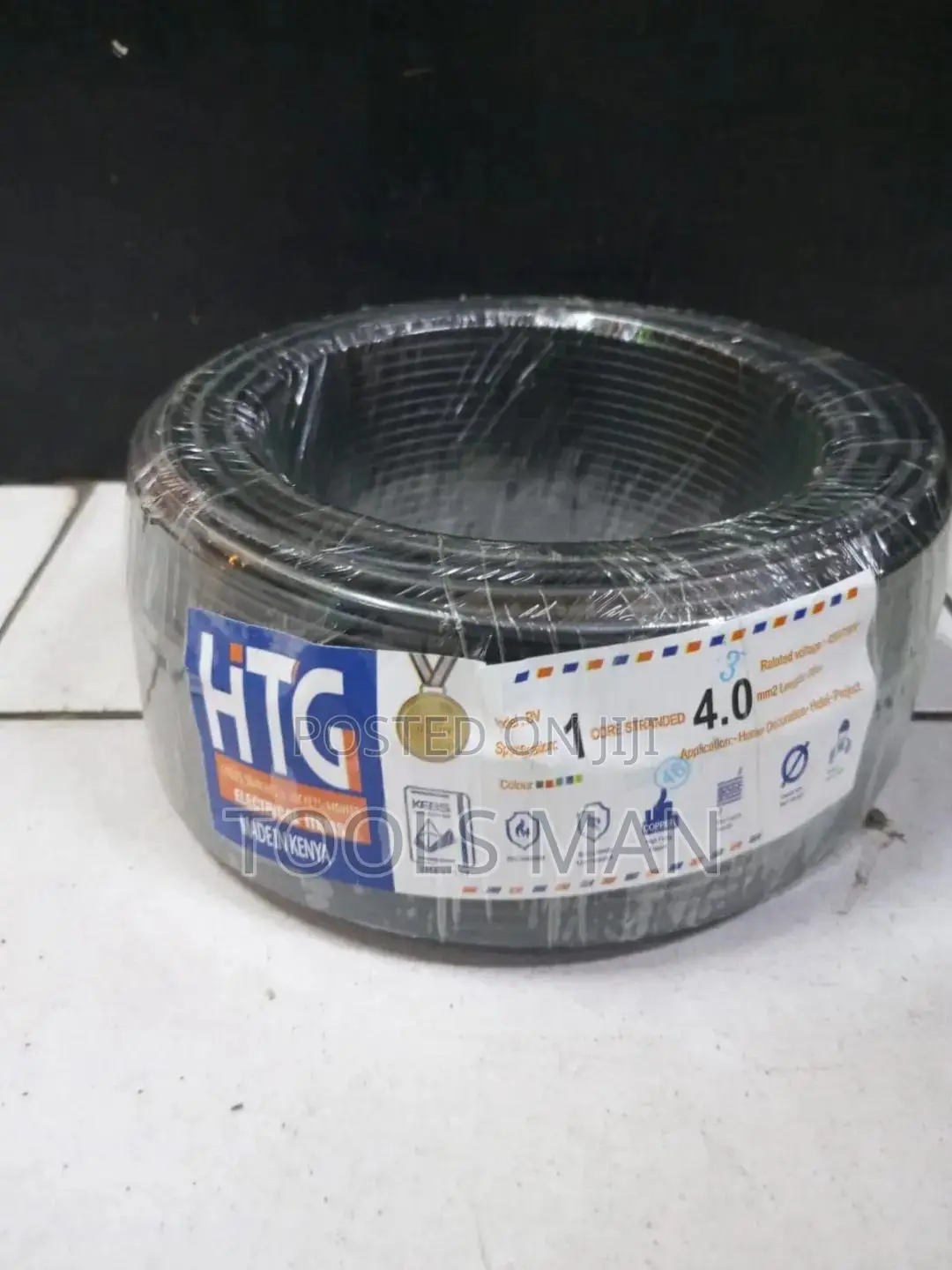 Cable HTG 4 Mm Single Core Stranded Electrical Wire 90m Roll.Black