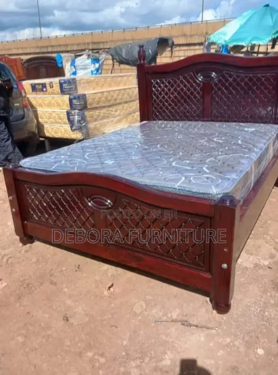 Dark Brown Mahogany 5*6 With Mattress