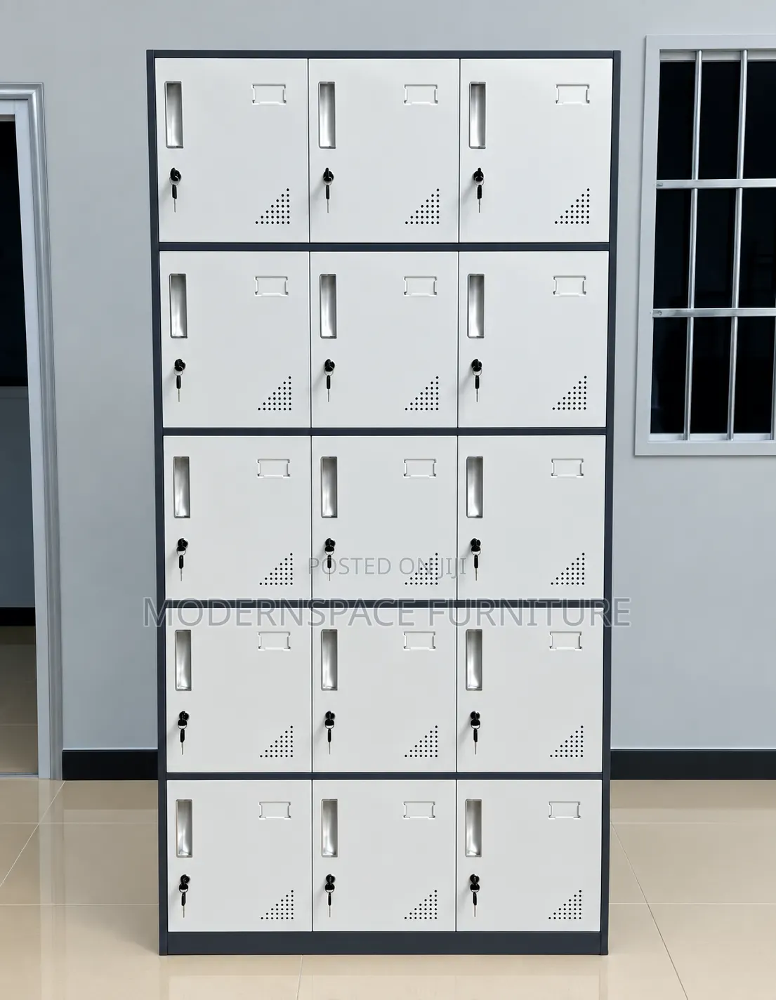15-Door Steel Locker Cabinet – Office School Storage