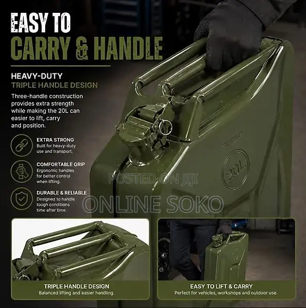 Metal Jerry Can/Jerrican 10l/20l – Petrol Diesel Fuel Container