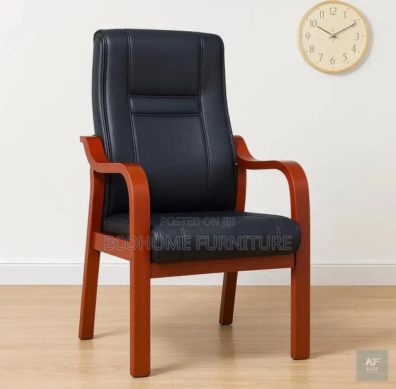 Executive Visitor Chair – Leather Wooden Frame