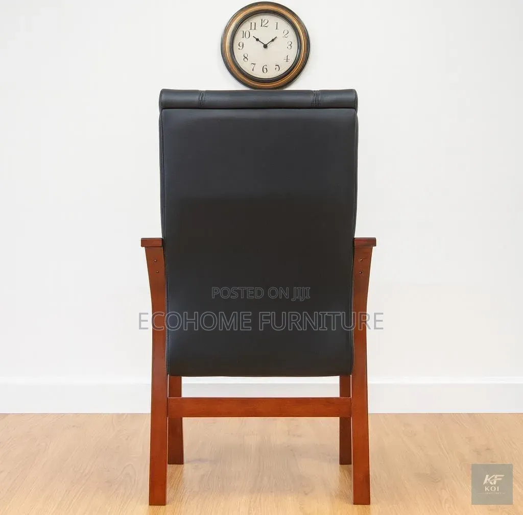 Executive Visitor Chair – Leather Wooden Frame