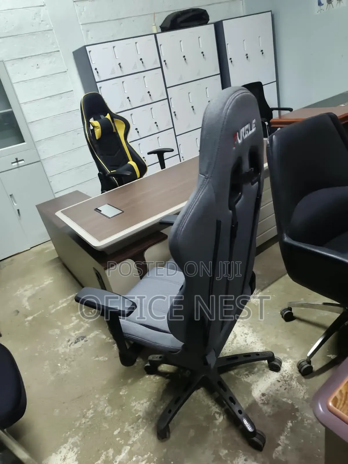 Grey High Back Reclining Chair With Lumbar Neck Support