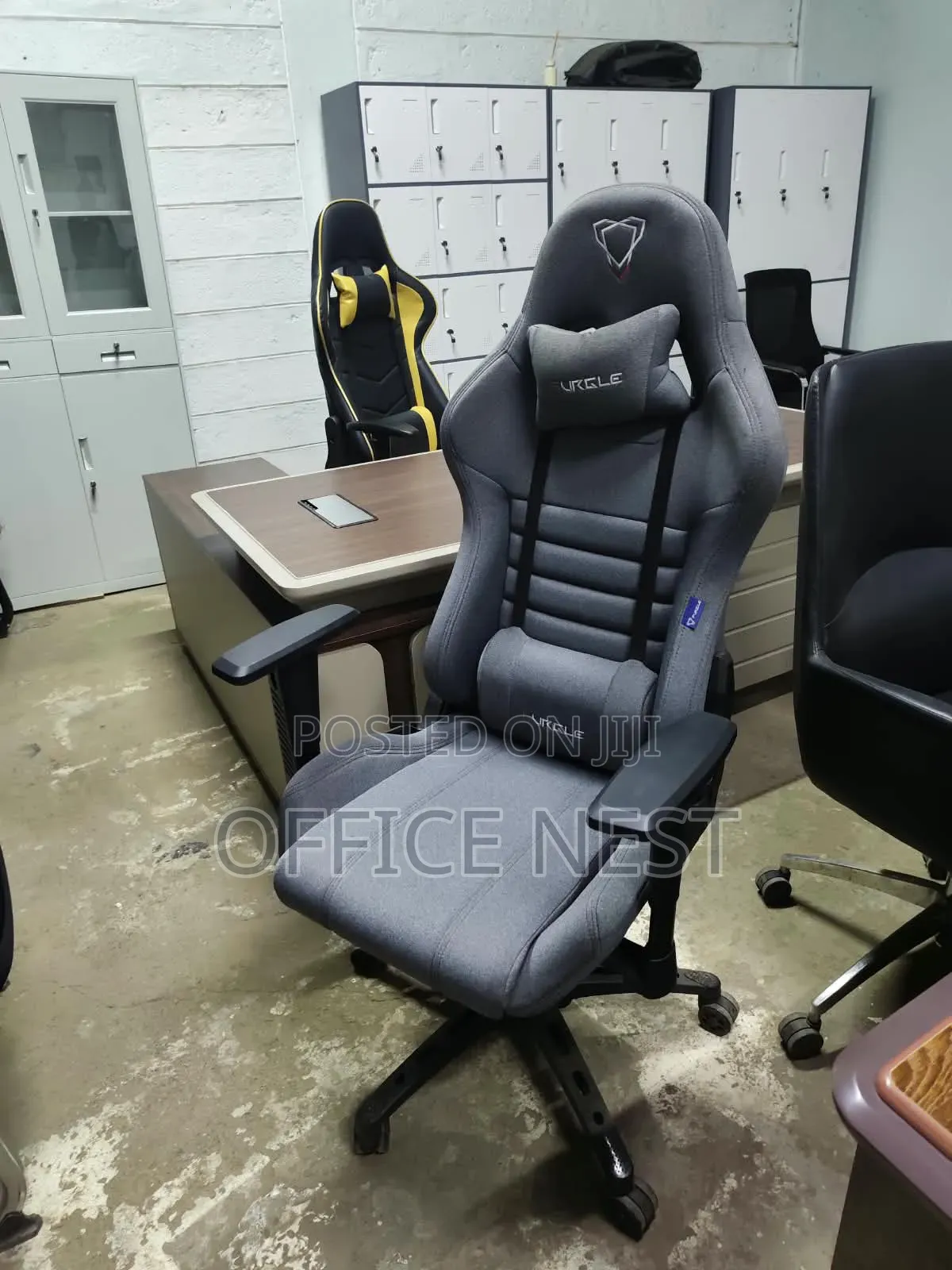 Grey High Back Reclining Chair With Lumbar Neck Support