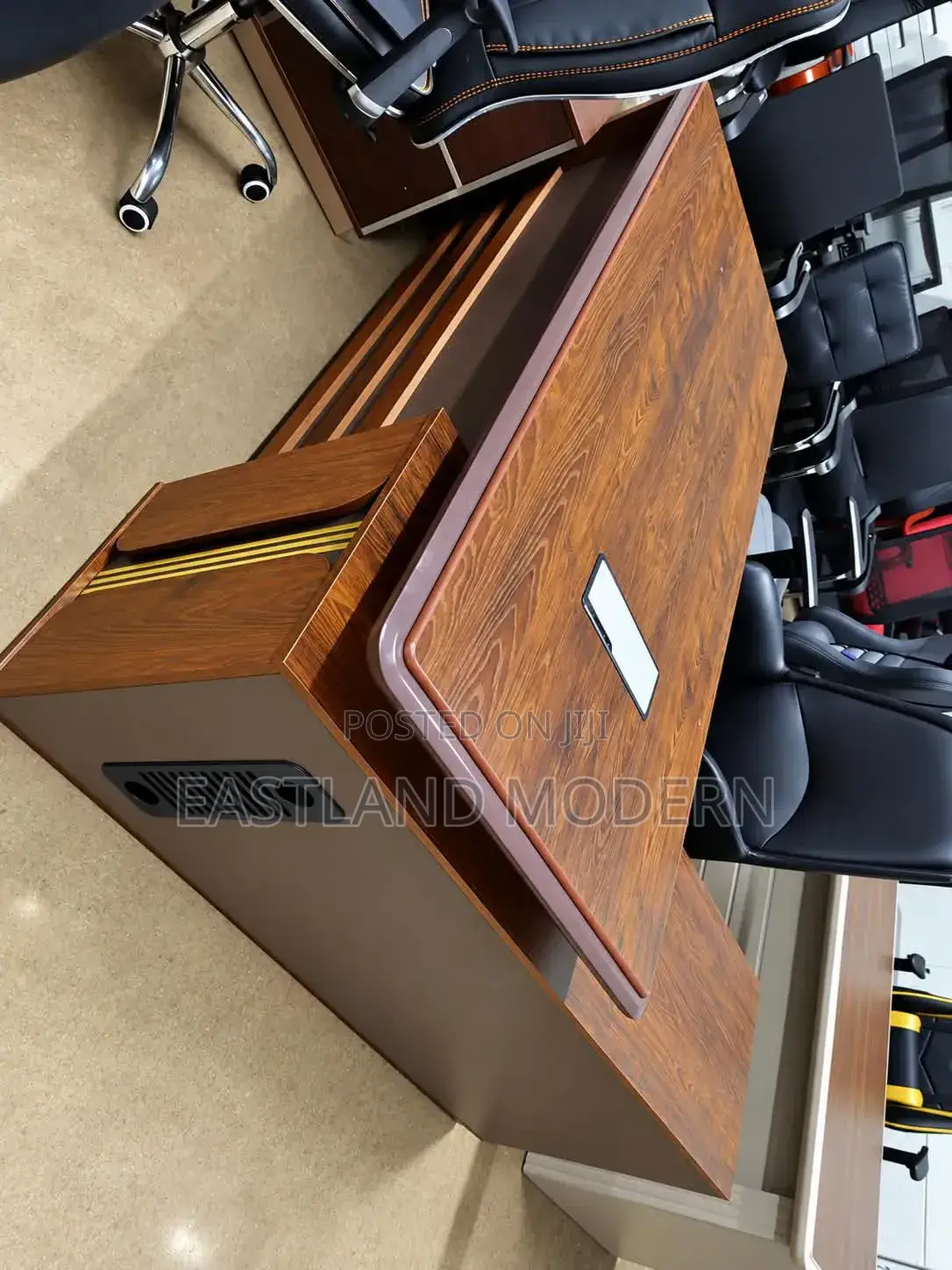 Premium Wooden Finish Manager Desk With Cable Management